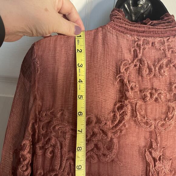 Soft Surroundings Dress Women Small Mauve Silk Tunic Embroidered High Neck Lined - Picture 6 of 16